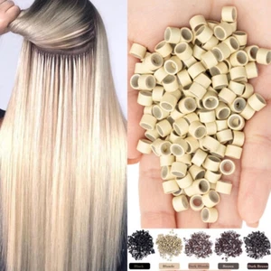 Nano Ring Hair Extensions I Tip Silicone Mini Micro Loop Rings Beads 3MM 5MM 6MM - Picture 1 of 23