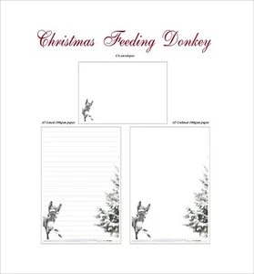 'Weihnachtsfütterung Esel' Brief Schreibpapier Seiten C5 (Umschläge optional) - Bild 1 von 4