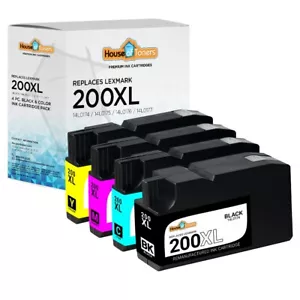 4PK Ink Cartridges for Lexmark 200XL fits OfficeEdge Pro 4000 5500 5500T - Picture 1 of 2