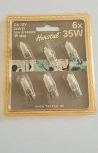 6er-Pack Herstal G4 12V 35W Niederdruck-Halogenlampen mit UV-Schutz - Bild 1 von 3