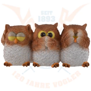 Lustige Eulen Figuren Nichts Böses sehen sprechen hören 3 Eulen Figur - Bild 1 von 1