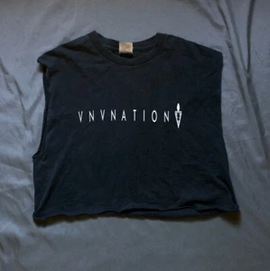 VNV Nation Black Cropped T-Shirt Adult Size Large Fruit Of The Loom 100% Cotton - Picture 1 of 3