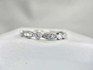 Antique Style Eternity Milgrain Band 14K White Gold Over 2 Ct Simulated Diamond - Picture 1 of 6