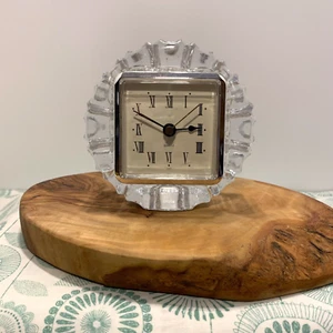 Crystal Clear Quartz Desk Clock 24% Lead Crystal 4" Round - Picture 1 of 6