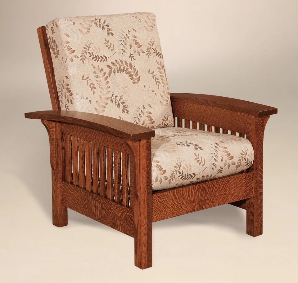 Amish Handcrafted Mission Craftsman Accent Chair Empire Upholstered Solid Wood - Image 1 of 1