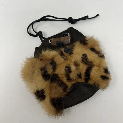 Native Fur Pouch Bag Purse, Suede Trim, Leather Drawstring ~ Made in Canada - Image 1 of 4