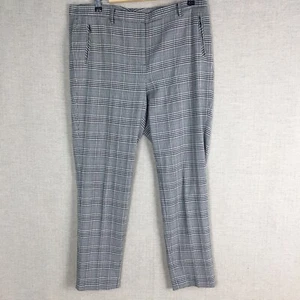 Worth New York Plaid Career Pants Women's Size 12 Black White Stretchy Ankle - Picture 1 of 11