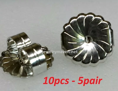 10 Jumbo 9.4mm LARGE STERLING SILVER Monster Earring Friction Push backs Nuts - Image 1 of 4
