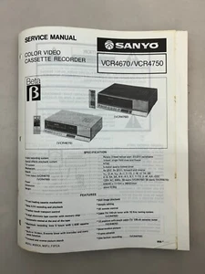Sanyo VCR4670 VCR4750 Original Service Manual Free Shipping - Picture 1 of 4