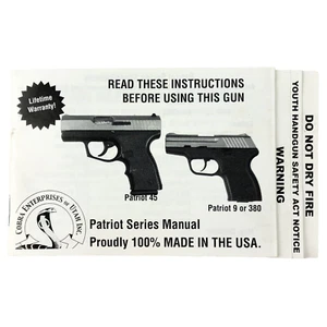 Cobra Patriot 45 380 9 Instruction Safety Owners Manual 2009 Pistol Utah USA - Picture 1 of 2