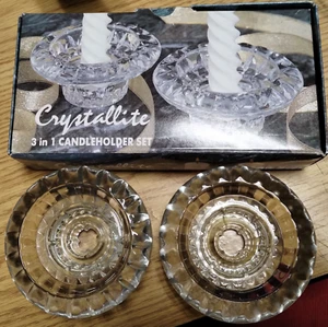 Crystallite 3 in 1 Candleholder Set, 2 Pcs . With Box - Picture 1 of 6