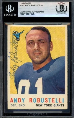 Andy Robustelli Beckett BAS Vintage Signed 1959 Topps Autograph Giants - Image 1 of 2