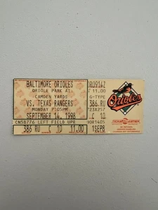 Baltimore Orioles vs Texas Rangers Ticket Stub 9/14/1998 Cal Ripken Streak - Picture 1 of 2