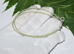 Sterling Silver Natural Peridot Artisan Beaded Christmas Gift Bracelet Jewelry - Picture 1 of 12