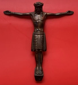 Old Catholic Religious Collectible Vintage Metal Jesus Christ Cross Crucifixion - Picture 1 of 16