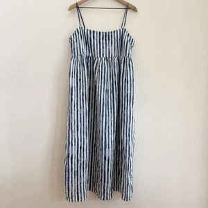 Vince Painterly gestreiftes gerafftes Kleid in Küstenblau 14 - Bild 1 von 8