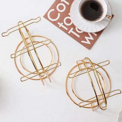 Golden Tea Cup and Saucer Display Rack Functional and Eye Catching Design - Image 1 of 4