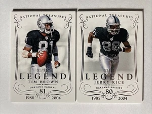2014 National Treasures TIM BROWN + JERRY RICE Legend /99 OAKLAND RAIDERS HOF - Picture 1 of 5