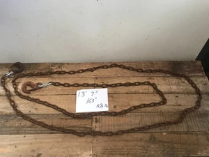 13' 7" long Chain Rusty Strong 3/16" Thick Links Farm Nautical w/ 2 hooks - Picture 1 of 6