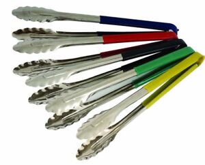 Colour Coded Stainless Steel Food Tongs Serving Tongs Choose from 5 Colours 12"