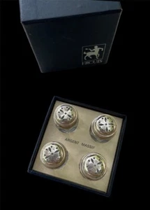 Art Deco Ercuis Sterling Silver and Crystal Salt Cellars Set of 4 Tableware 20th - Picture 1 of 9