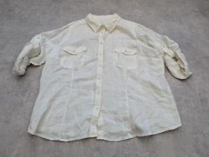 Autograph Shirt Womens UK 20 Cream Blouse 100% Linen Top Lagenlook Weekend M&S - Picture 1 of 8