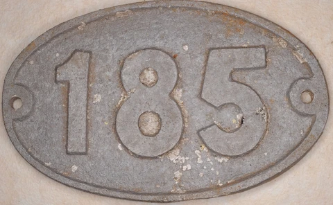 Old English cast metal oval house number 185 door gate plate fence plaque sign Cover