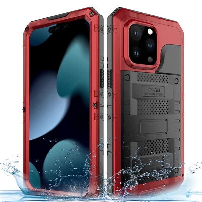Heavy Duty Shockproof Metal Armor Case For iPhone 15 14 13 12 11 Pro Max XR 7 8+ - Image 1 of 4