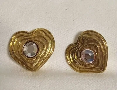 Herz Ohrclips Clips hochw.Vergoldet Ohrschmuck Signiert  - Bild 1 von 4