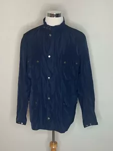 Barbour International Weir Casual Mens Jacket Moto Snap Full Zip Blue Size XL - Picture 1 of 10