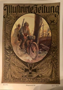 Kunstdruck XL farbig 1915 Soldaten auf Fahrrad - Bild 1 von 1