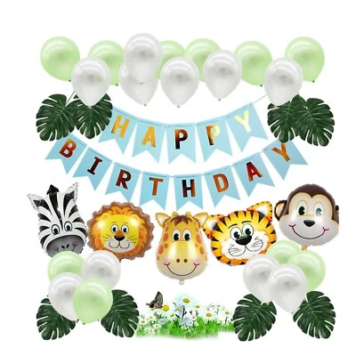 Birthday Party Decoration Safari Theme Banner and Foil Balloon Set - Image 1 of 4