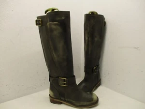 Botas hasta la rodilla de cuero negro envejecido Angelika LUCKY BRAND para mujer talla 6 M - Imagen 1 de 8