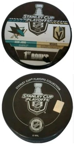 CHIP! Read! 2019 STANLEY CUP PLAYOFFS 1ST ROUND SHARKS VS KNIGHTS NHL PUCK ๐ธ๐ฐ - Picture 1 of 5