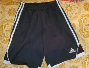 ADIDAS Athletic Shorts Boys Black White Striped Logo Size 10/12 - Picture 1 of 6