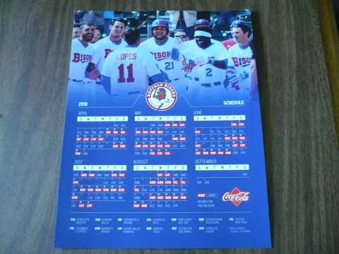 NEW! BUFFALO BISONS 2018 Schedule Poster, Toronto Blue Jays, Celery Cover
