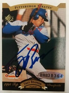 1995 SP Top Prospects TREY BEAMON Autographed Card