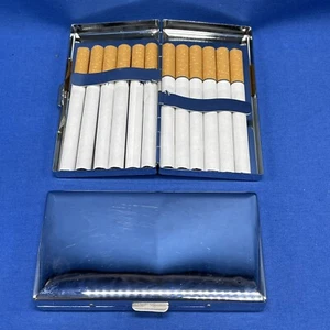 Metal Silver Color Cigarette Case Fits 12 100’s NEW Spring Loaded Sleek Style - Picture 1 of 9