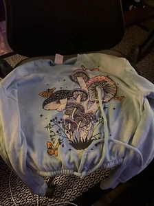No Boundaries VTG Mushroom Sweater Junior Large (11-13) Pullover Cropped Sweater - Picture 1 of 5