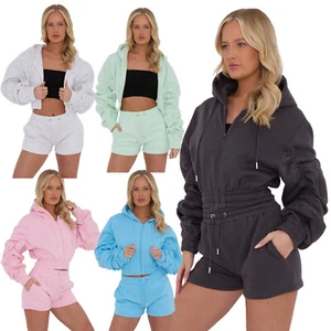 Women Set Crop Tops Shorts Tracksuit Loungewear Summer 2pcs Suits Sports Yoga UK - Picture 1 of 48