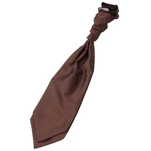 Chocolate Brown Solid Plain Shantung Mens Formal Wedding Pre-Tied Cravat by DQT - Bild 1 von 2