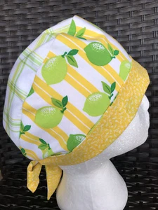 Tie Back Medical Surgical Women’s Scrub Hat Cap 🇺🇸 USA made Lemonade Stand 🍋 - Picture 1 of 3