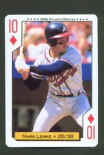 1992 Atlanta BRAVES World Series MARK LEMKE Playing Card 10D Utica NEW YORK