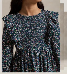 Polo Ralph Lauren Girls Floral Smocked Cotton Jersey Dress Size XL 16 NWT - Picture 1 of 6