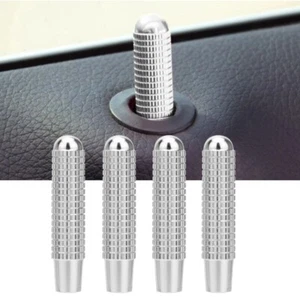 Silver Metal Door Bolt Lock Pins Knobs Trim For Mercedes C E GLC GLE W205 W213 - Picture 1 of 9