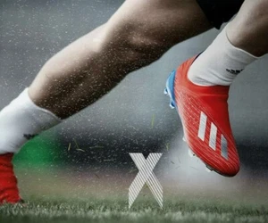 Adidas X 18+ FG Soccer Cleats Boots Mens 13 Red-Blue-Silver Pure Speed BB9337 - Picture 1 of 11