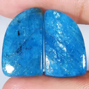 Coppia APATITE naturale non trattata 18,60 CT cabochon fantasia 11x18x3 mm pietra preziosa AL63 - Foto 1 di 3