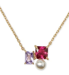 $68 Kate Spade CZ Multi Color & Pearl Cluster Pendant Necklace X1a - Picture 1 of 1