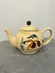 Snowman Ceramic Teapot Santa's Workbench - Picture 1 of 7