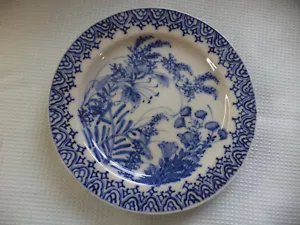 001 Chinese Blue And White Plate Floral Six Character mark EIRAKU HOZEN - Picture 1 of 6